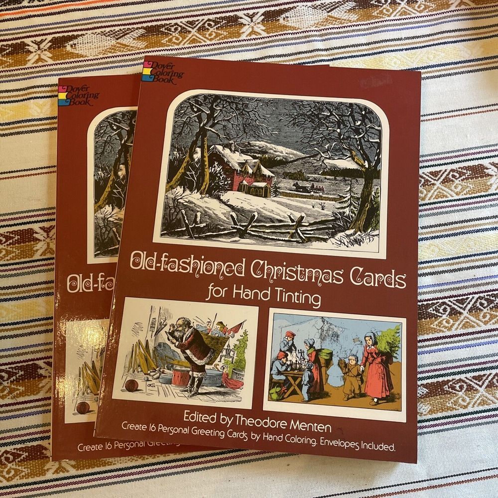 Vintage Old Fashioned‎ Christmas Cards For Hand Painting Do we Coloring Book